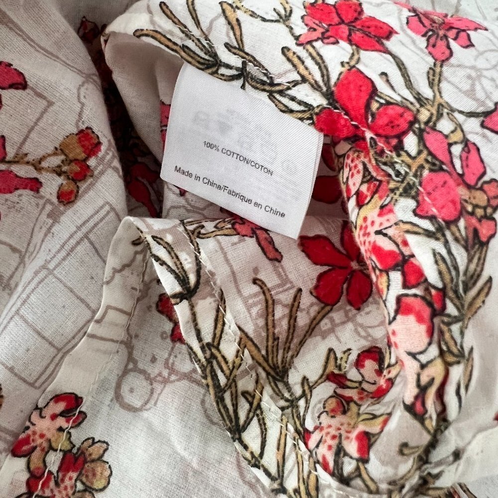 Tory Burch beige base floral print button down cotton shirt size 6 - Picture 5 of 6